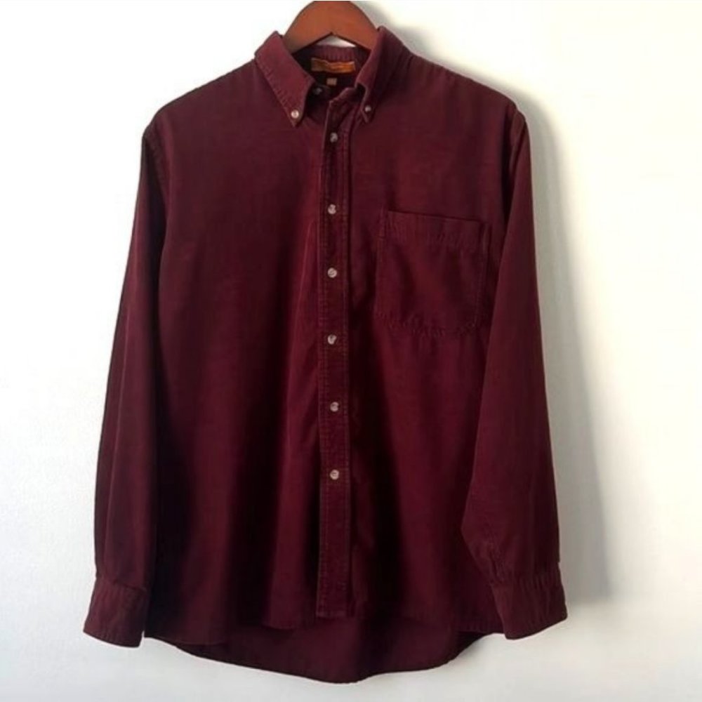 Elements Mens Corduroy Shirt XL Burgundy Long Sleeve